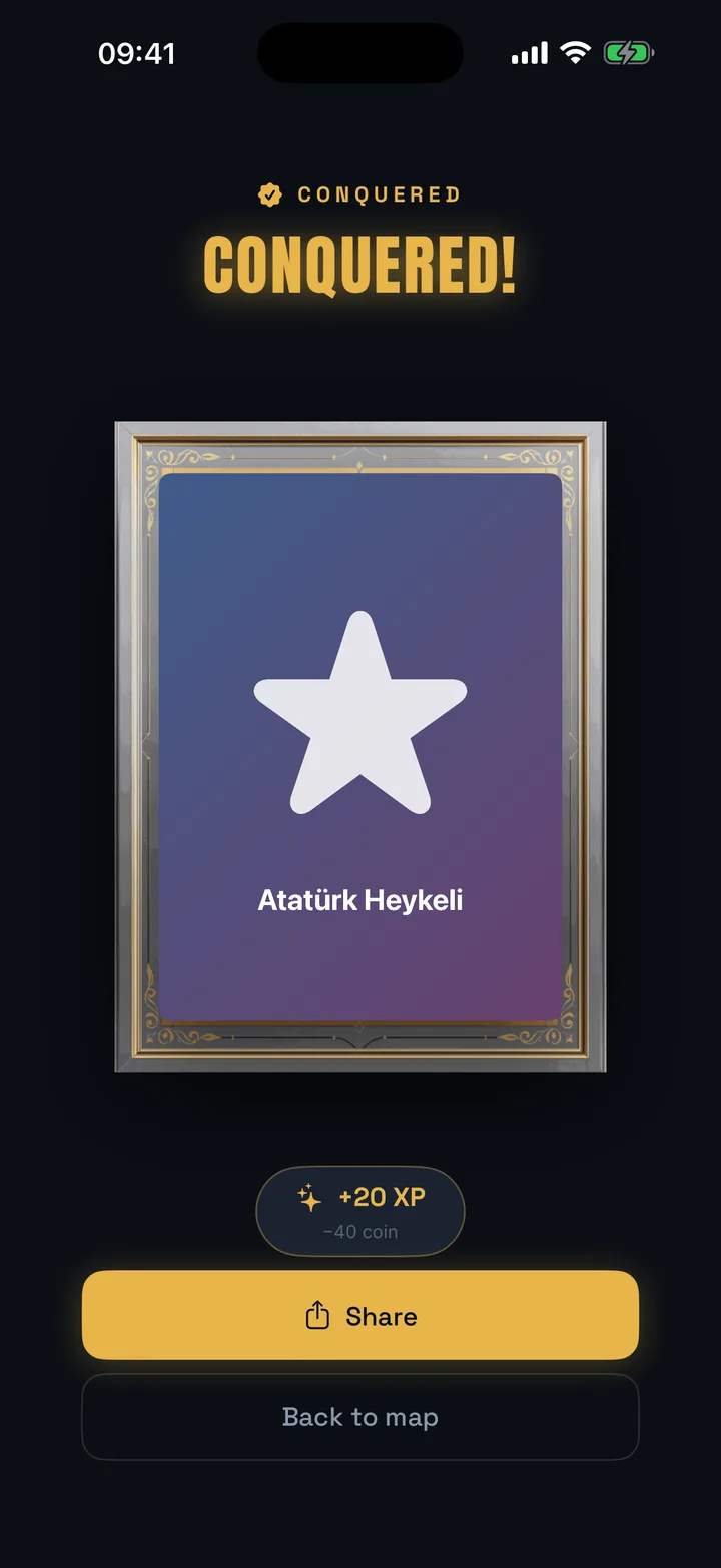 Conquered trophy card
