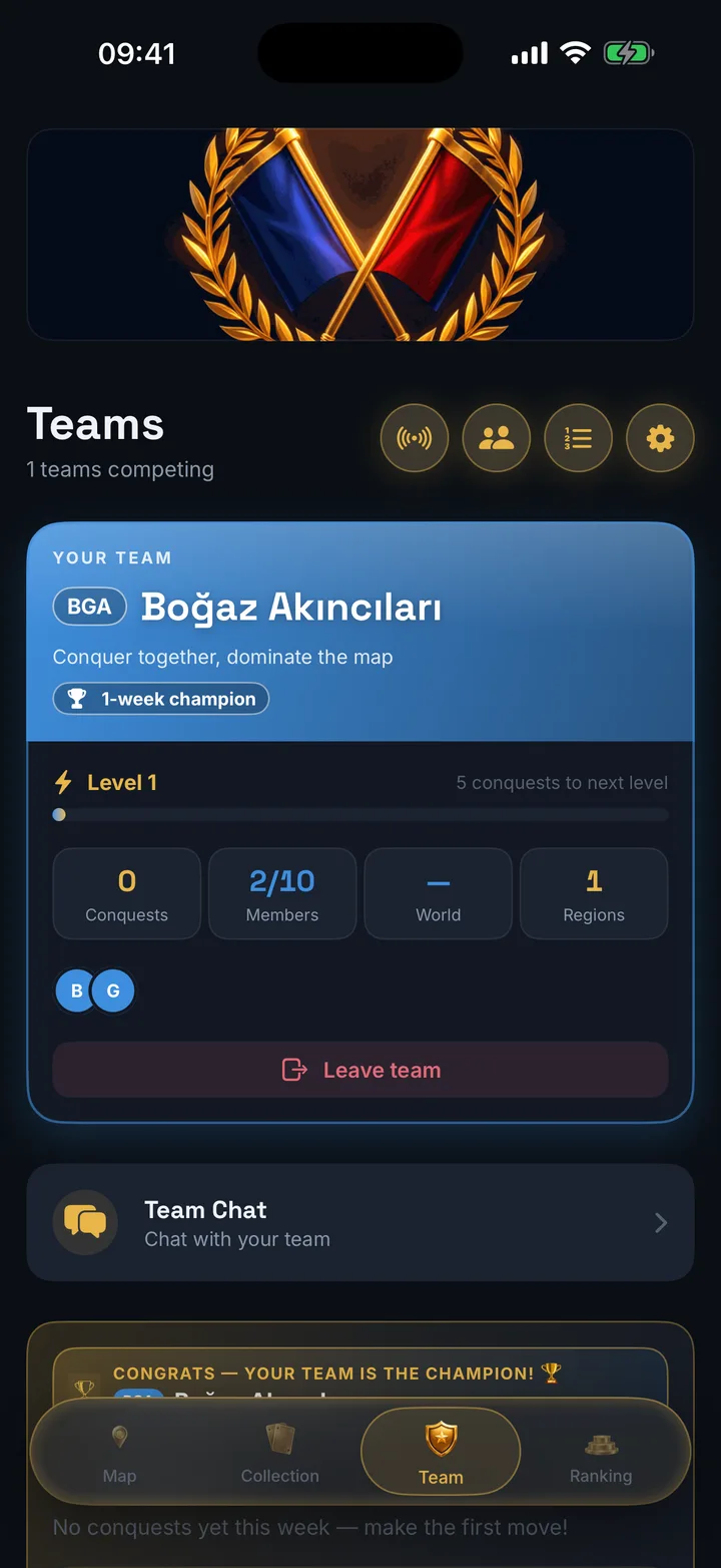 Team screen